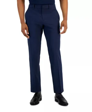 Perry Ellis Mens Modern Fit Woven Plaid Dress Pants Blue 38 x 30