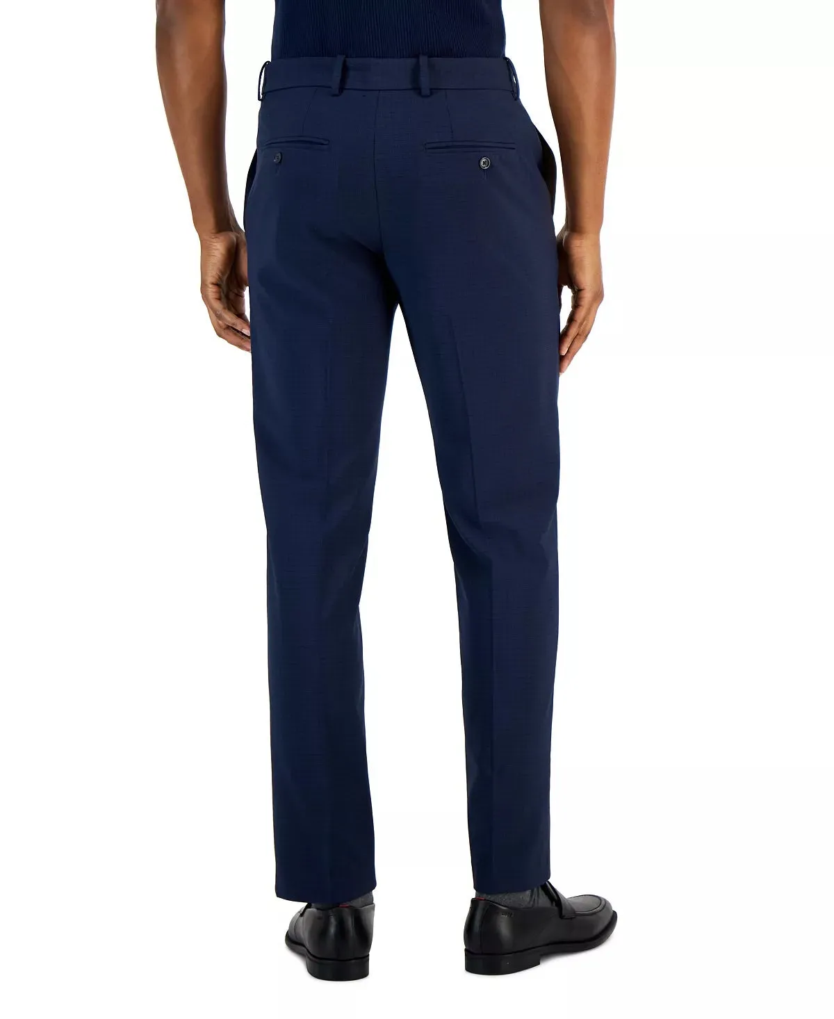 Perry Ellis Mens Modern Fit Woven Plaid Dress Pants Blue 38 x 30