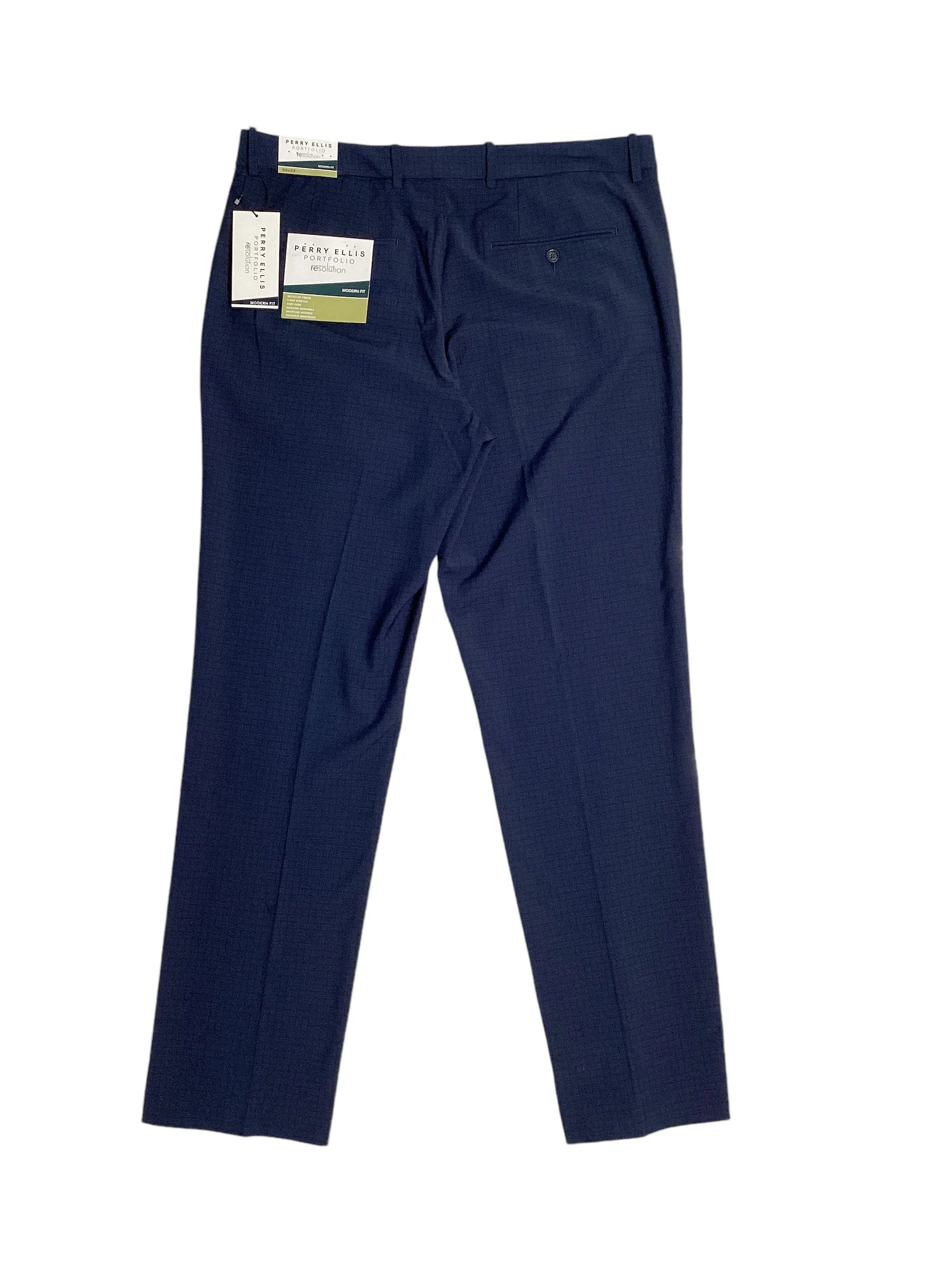 Perry Ellis Mens Slim Fit Dress Pants 36 / 30 Navy Blue Stretch