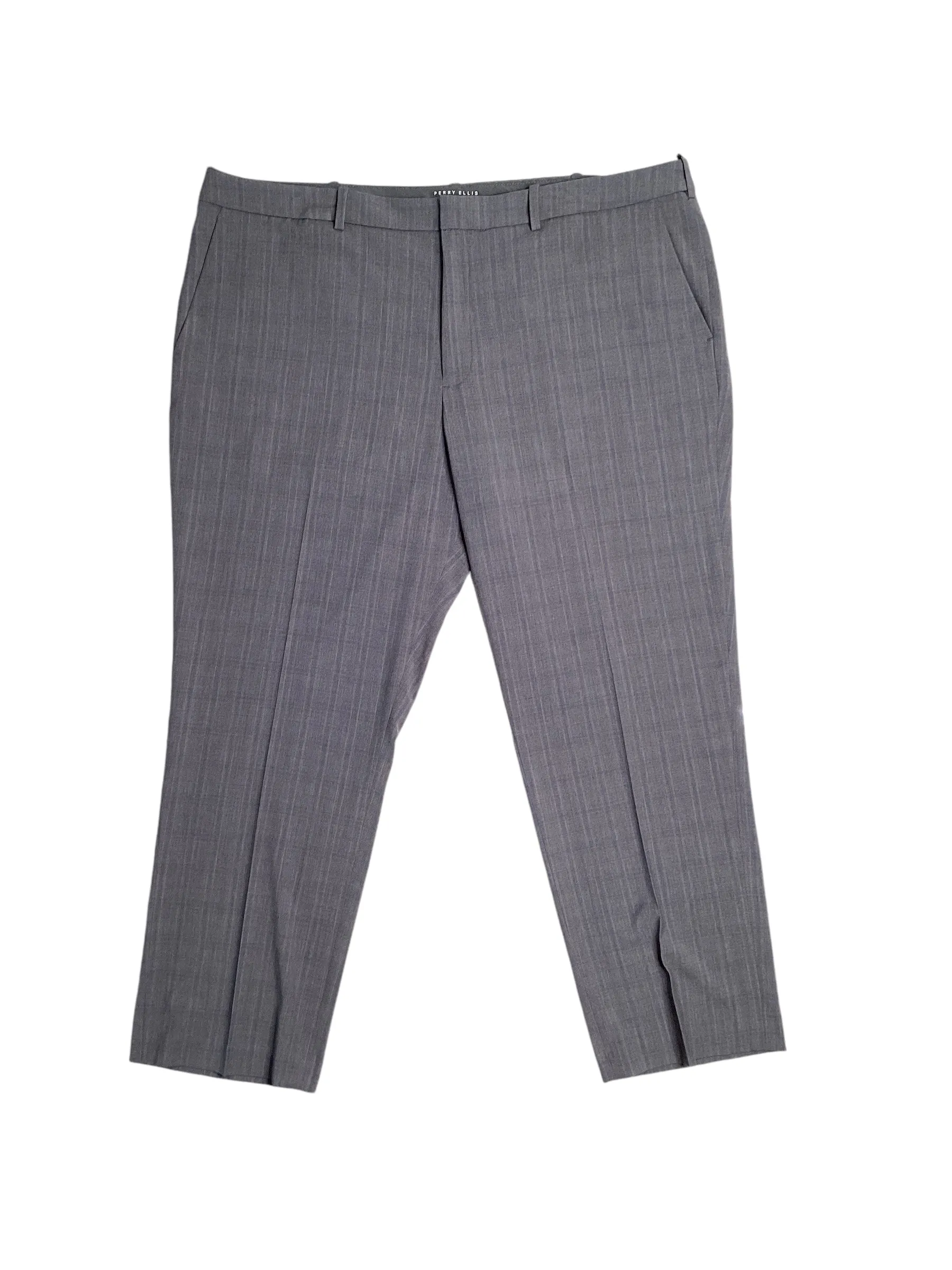 Perry Ellis Portfolio Men's Modern Fit Plaid Dress Pants Mid Grey 42 x 30