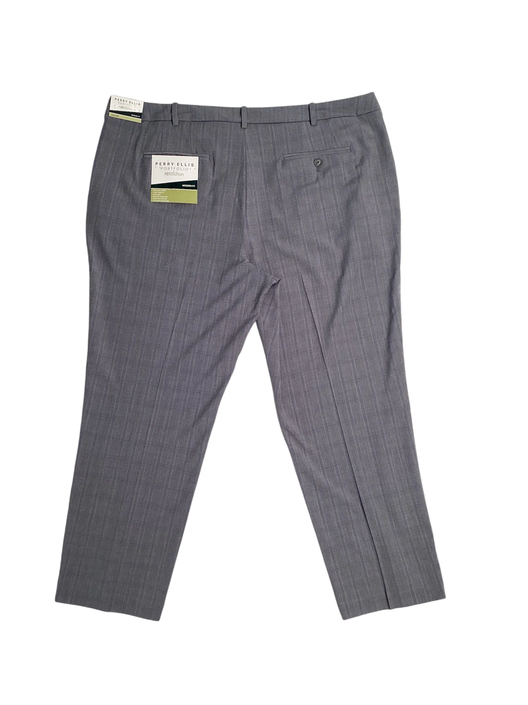 Perry Ellis Portfolio Men's Modern Fit Plaid Dress Pants Mid Grey 42 x 30