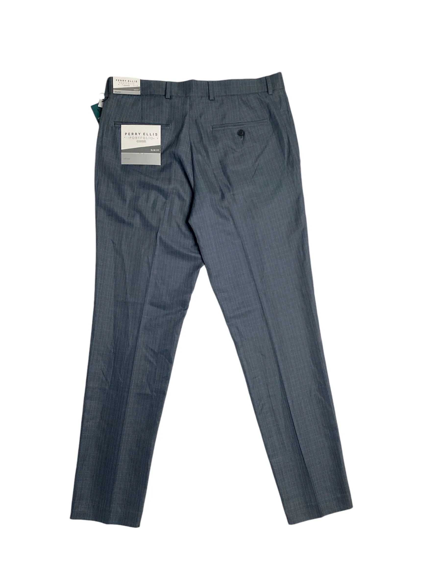 Perry Ellis Portfolio Mens Slim Fit Twill Dress Pants Mid Blue 30 x 30