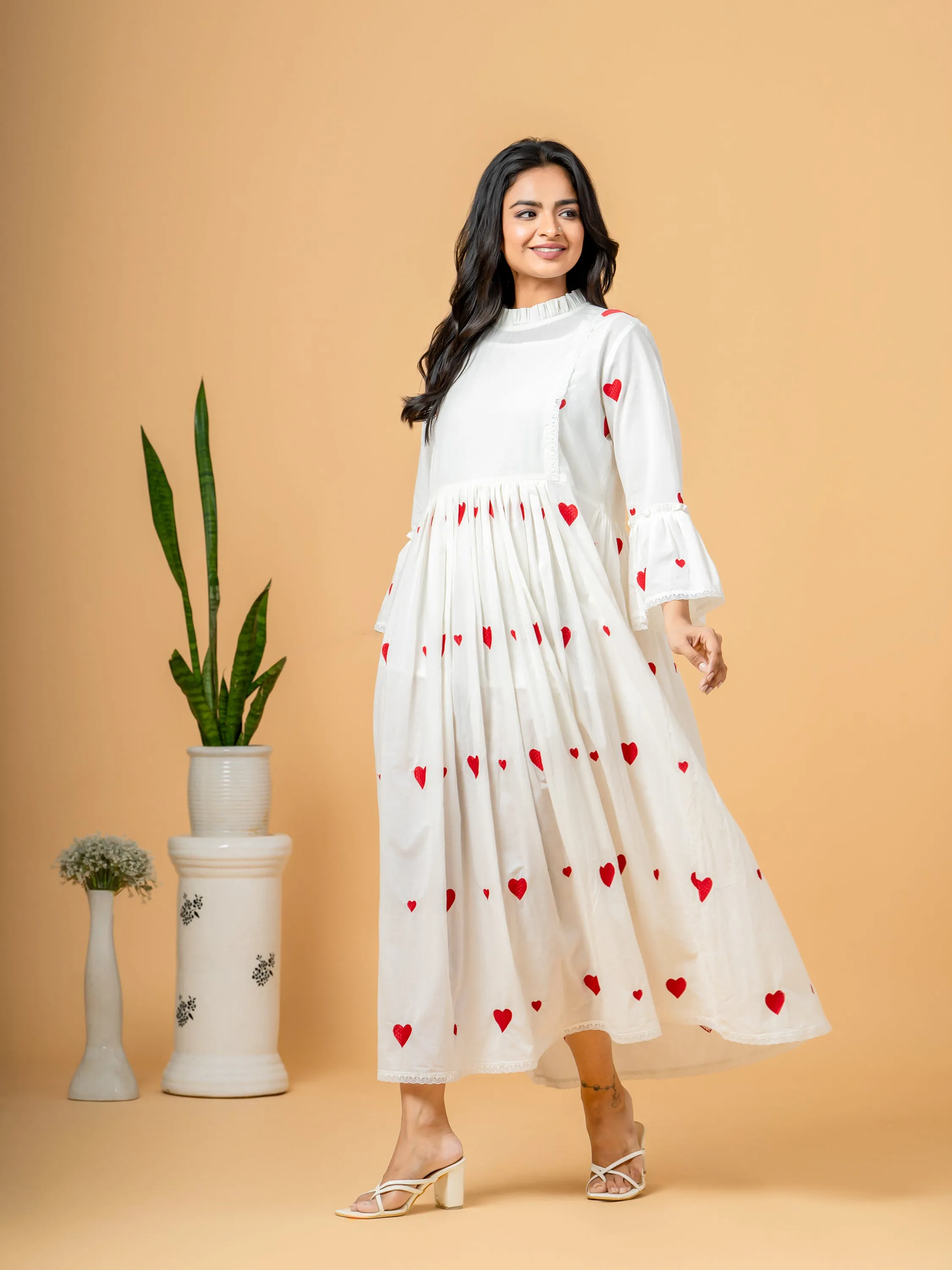 Rich Heart Red Cotton Dress
