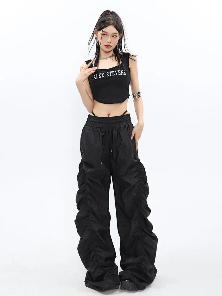 Ruched High-Waisted Jogger Pants