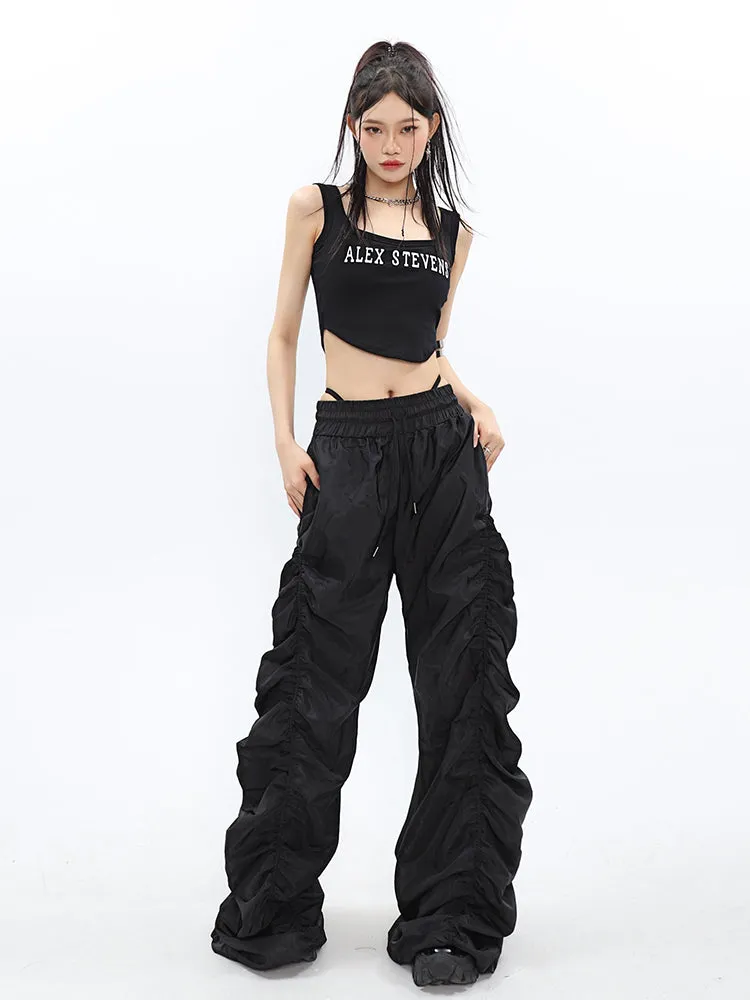 Ruched High-Waisted Jogger Pants