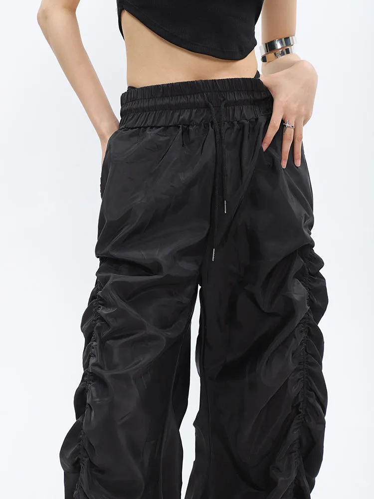 Ruched High-Waisted Jogger Pants