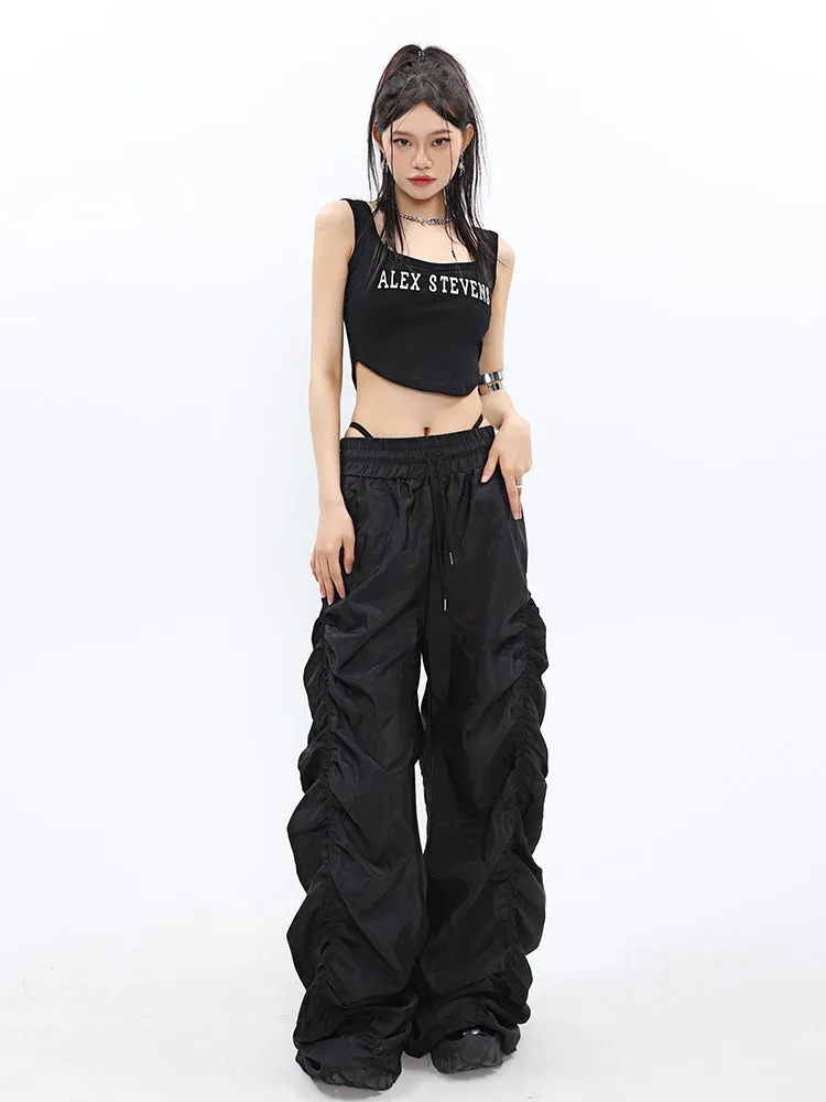 Ruched High-Waisted Jogger Pants