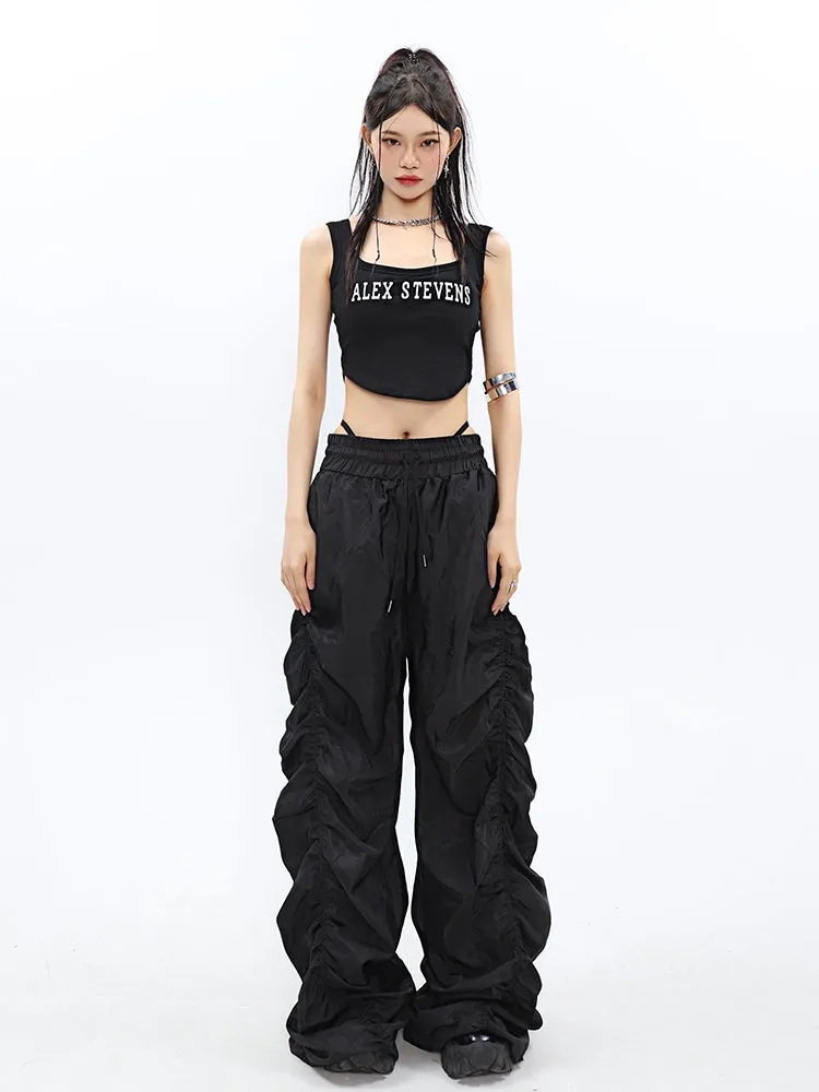 Ruched High-Waisted Jogger Pants