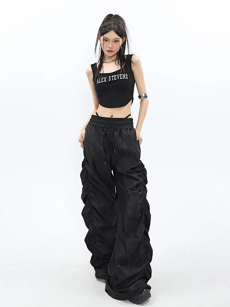 Ruched High-Waisted Jogger Pants