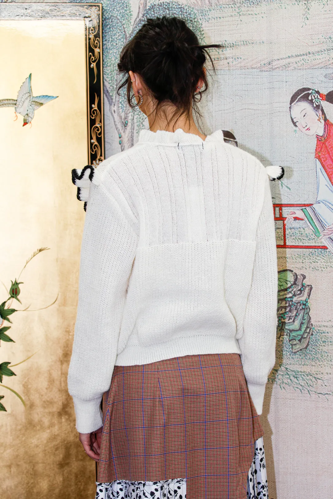 Ruffled Collar Knit Sweater