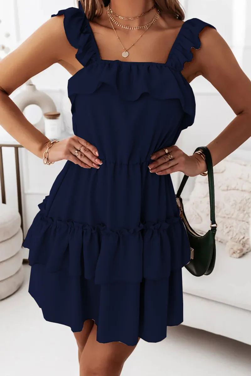 Ruffles Off the Shoulder Cake Skirt Dresses