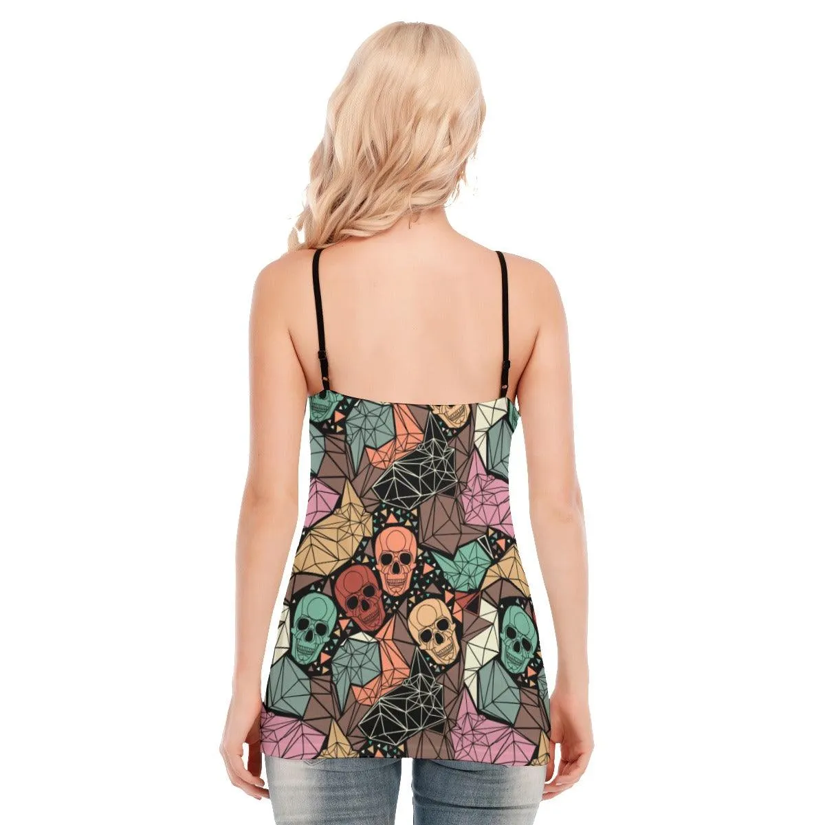 Skull Colorful Pattern Gothic Eyelet Lace-up Letter Dress