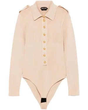 Soft Beige Long Sleeve Slinky Bodysuit