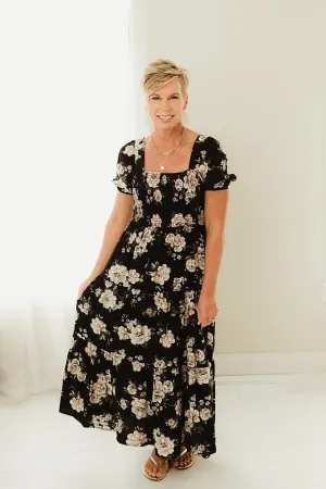 Square Tiered Floral Midi