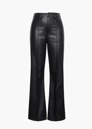 Straight Leg Eco-Leather Pants