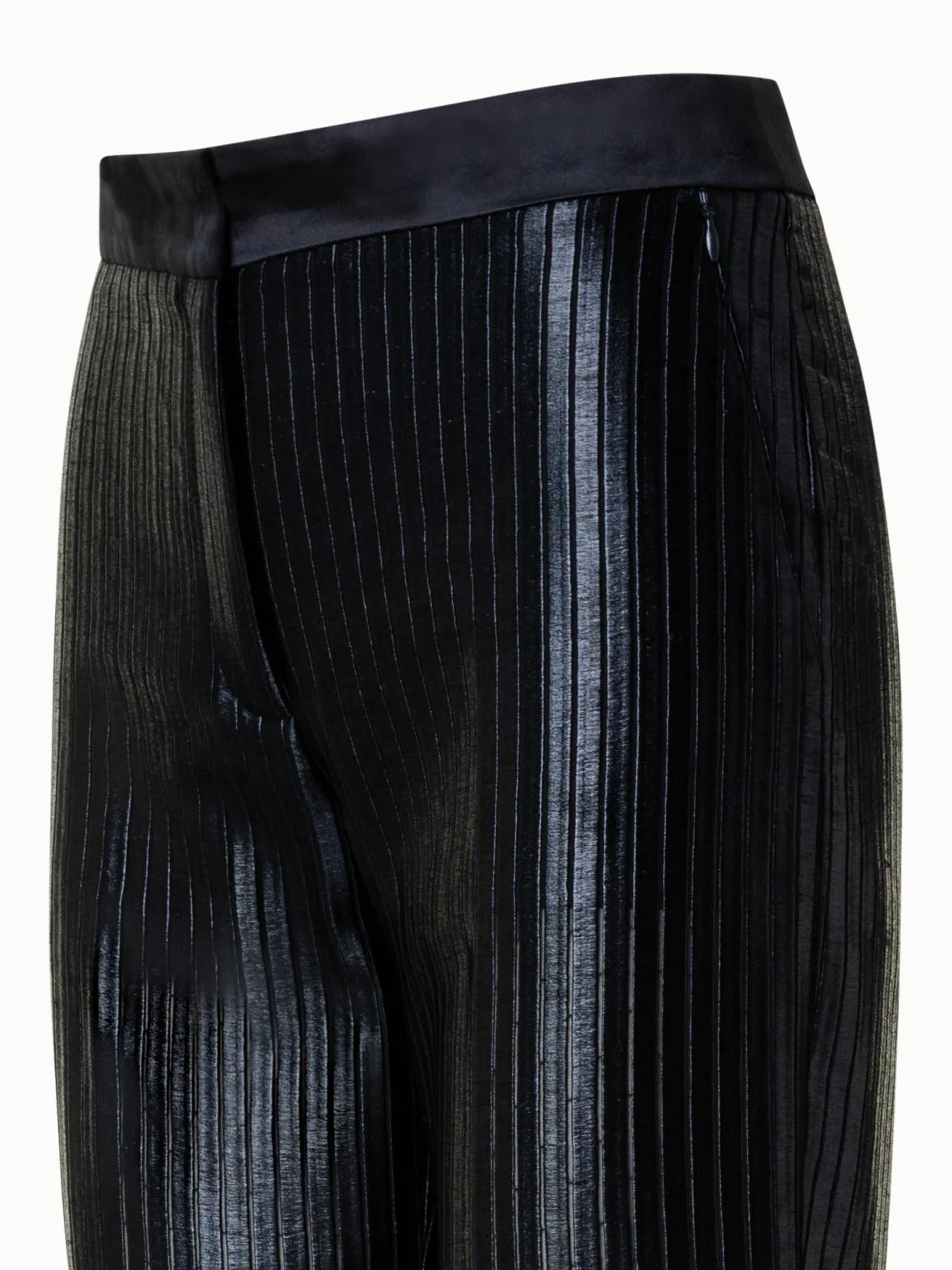 Straight Techno Pants with Striped Embroidery
