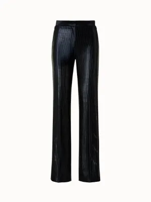 Straight Techno Pants with Striped Embroidery