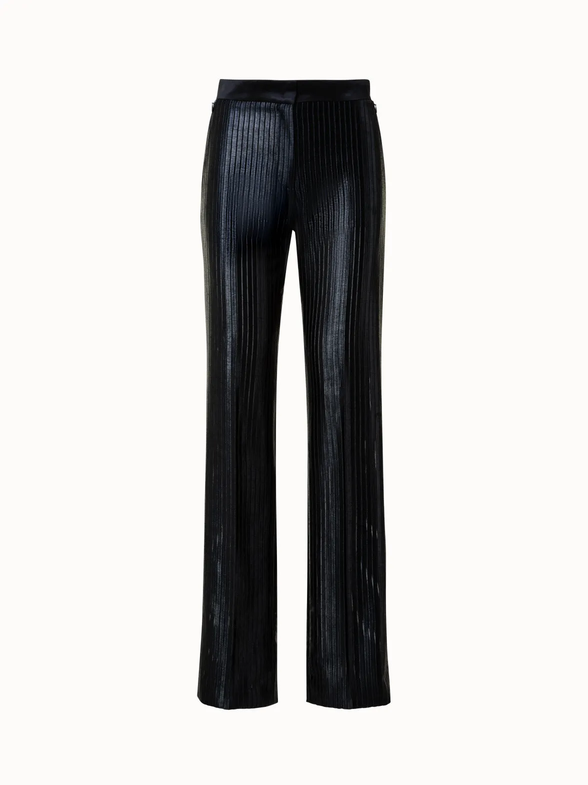 Straight Techno Pants with Striped Embroidery