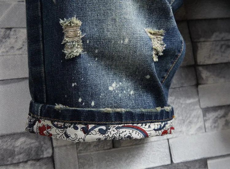 Summer Denim Pants Men knee length Ripped Shorts Trendy Teens Shorts