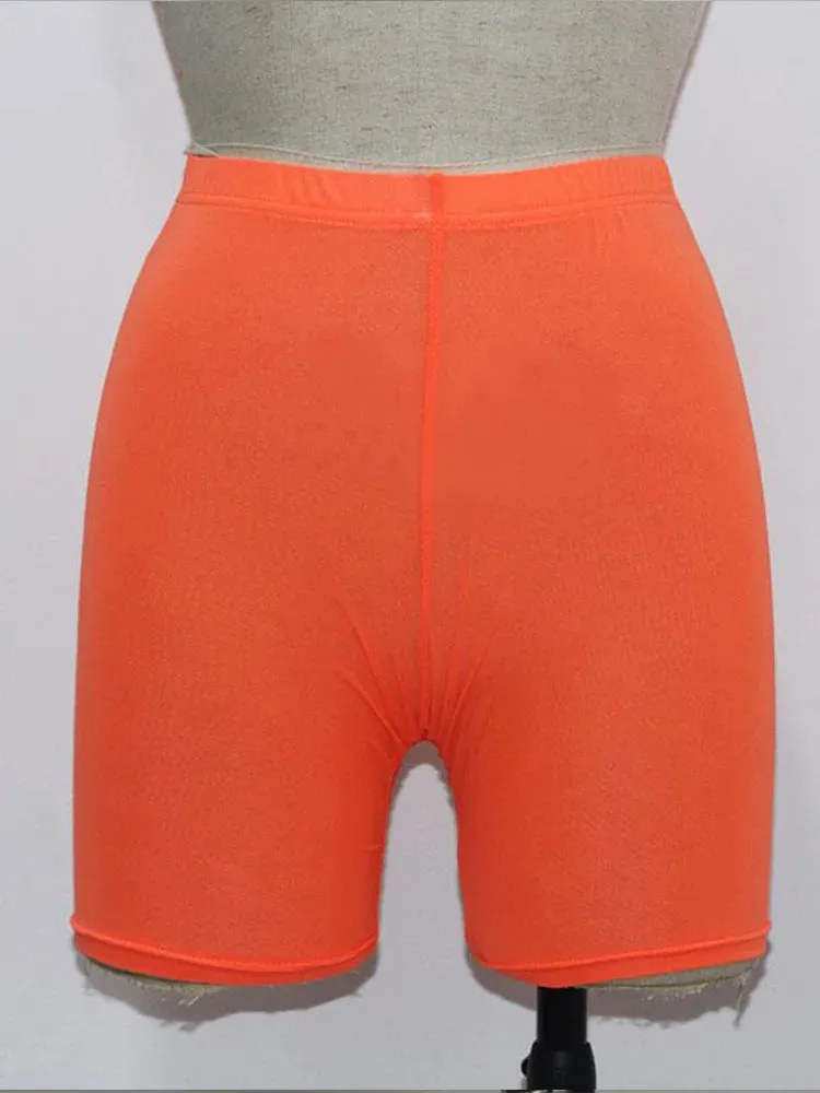 Summer Fashion Yellow Mesh Transparent High Waist Casual Shorts for Women - Sexy Ladies Summer Shorts