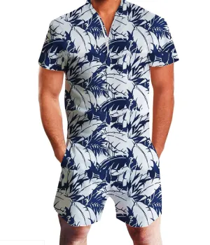 Summer Short Sleeve Printed Jumpsuit