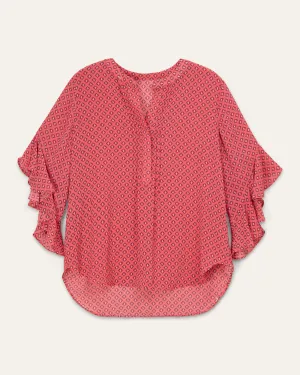 Tallulah Diamond Tile Blouse | Coral