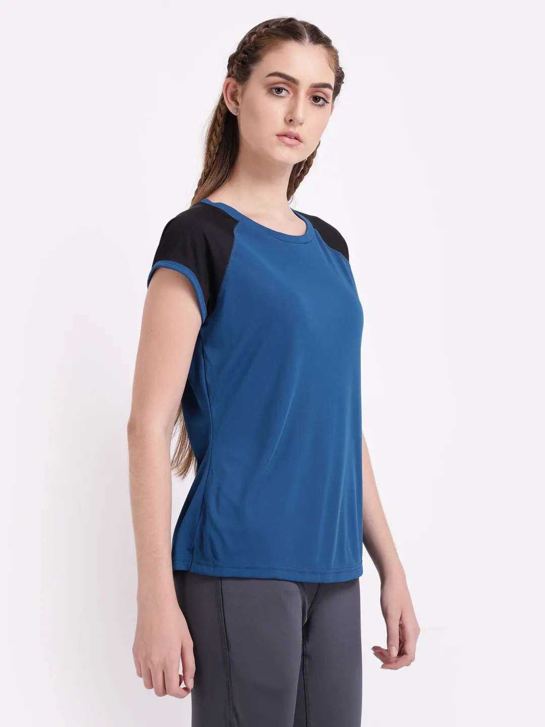 Teal Black Feel Free Tee