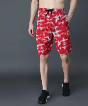 Trendy Cotton Hoisery Red Printed Regular Fit Shorts For Men