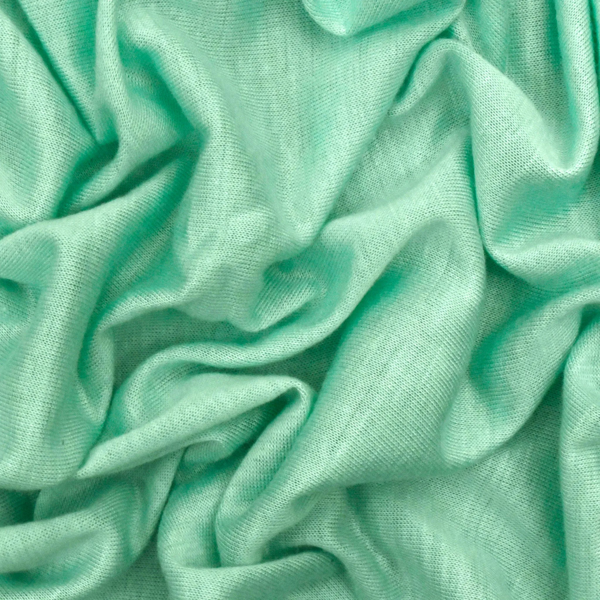 Water Green Teal Stretch Slub Jersey Knit Fabric