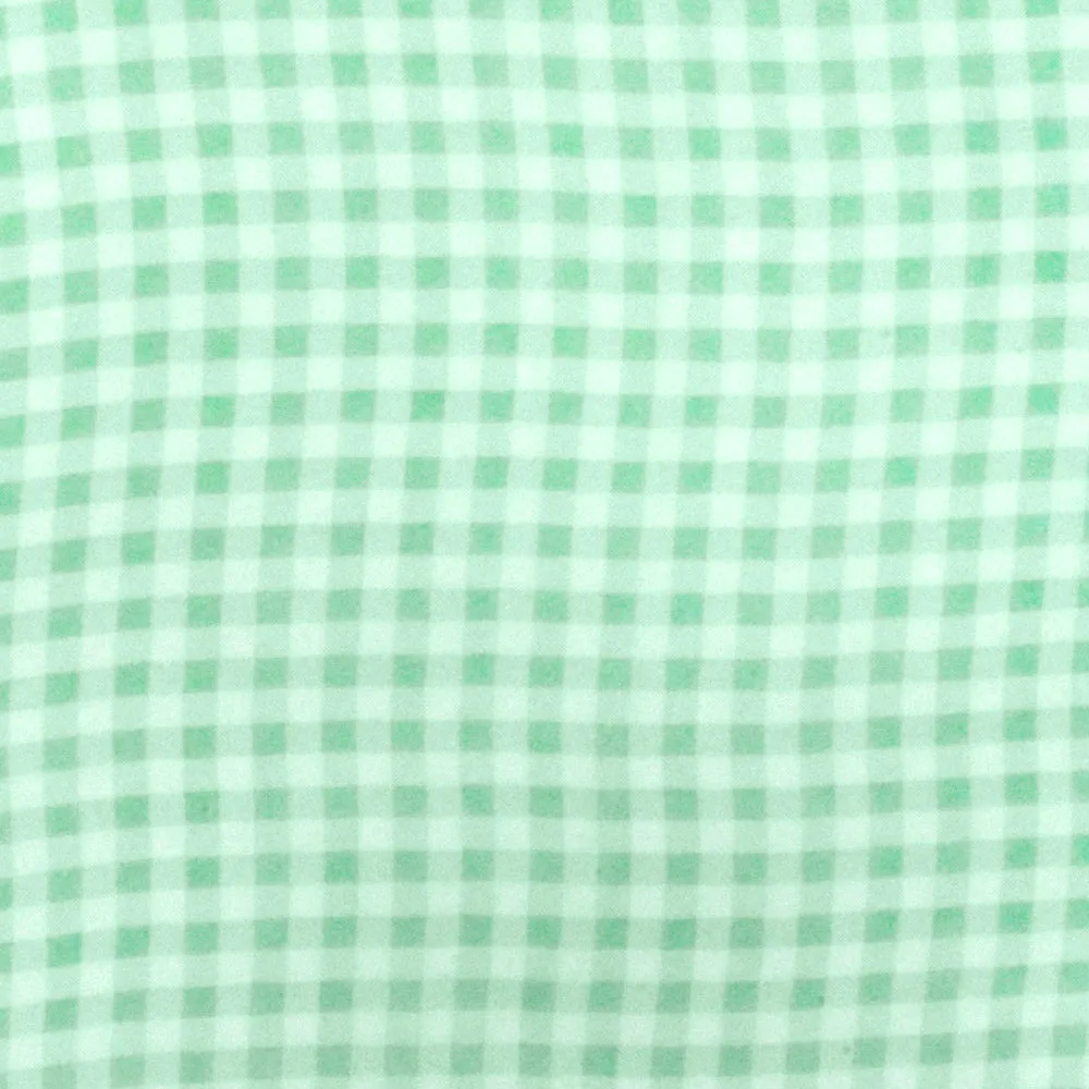 White-Green Gingham Printed Polyester Chiffon Woven Fabric