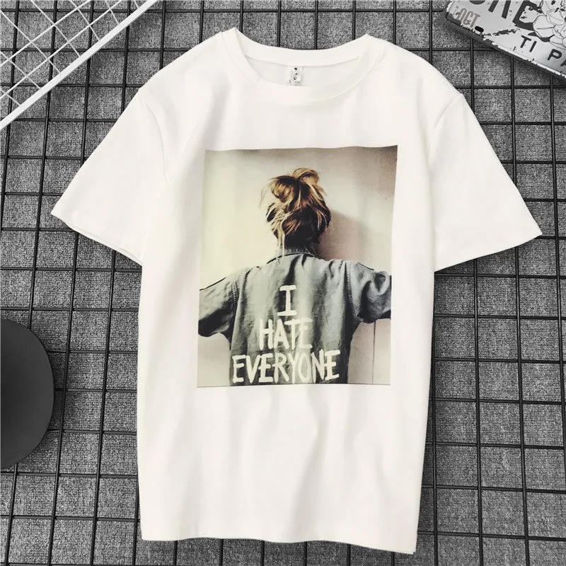 Women Student T-Shirt Summer Short Sleeve Loose Adorable Korean Feminine Cartoon All-Matching College Tops T-Shirt