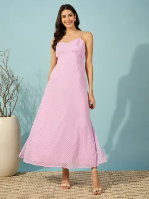 Women's Lavender Georgette Self Design Dress - The Kaftan Company