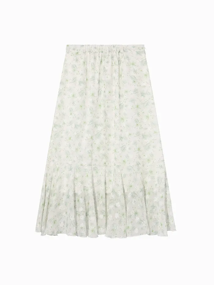 Women's Printed Skirt With Ruffles