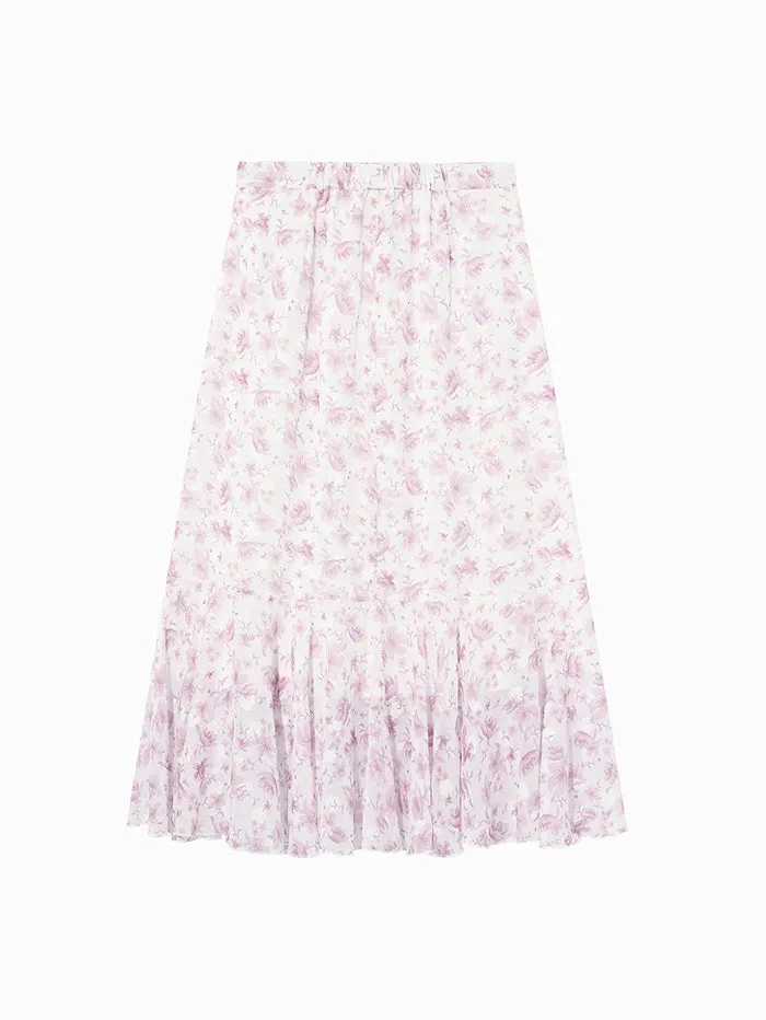 Women's Printed Skirt With Ruffles