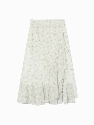 Women's Printed Skirt With Ruffles