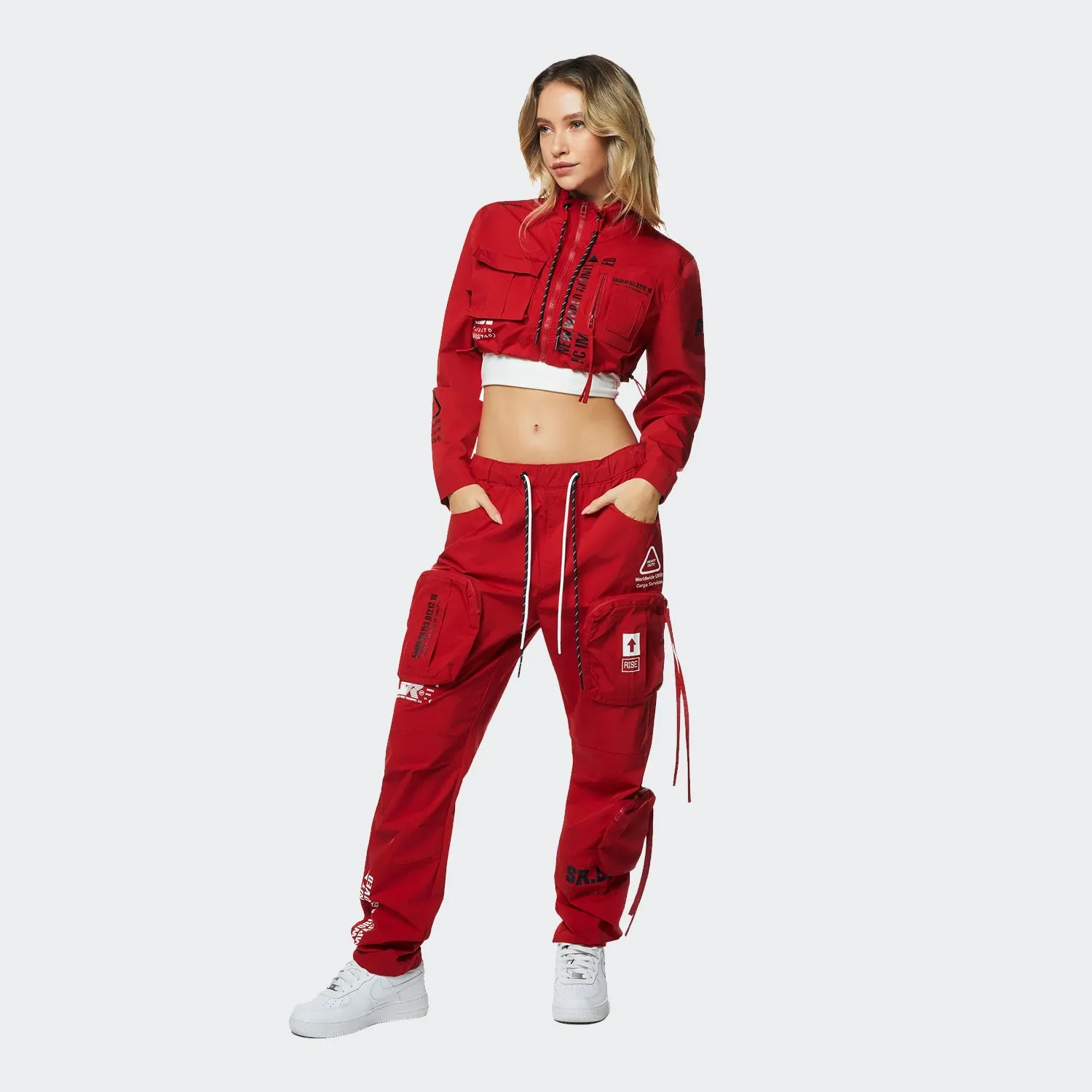 Women's Smoke Rise Red Slouched Utility Kai Cargo Pants True Red