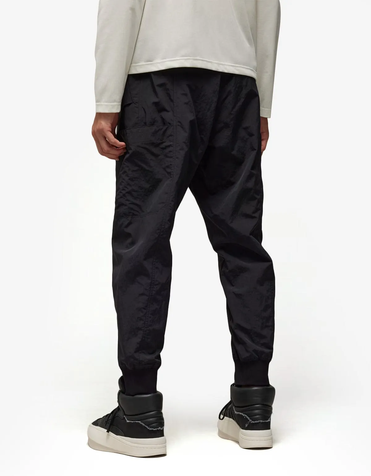 Y-3 Black Crinkle Nylon Cuffed Pants