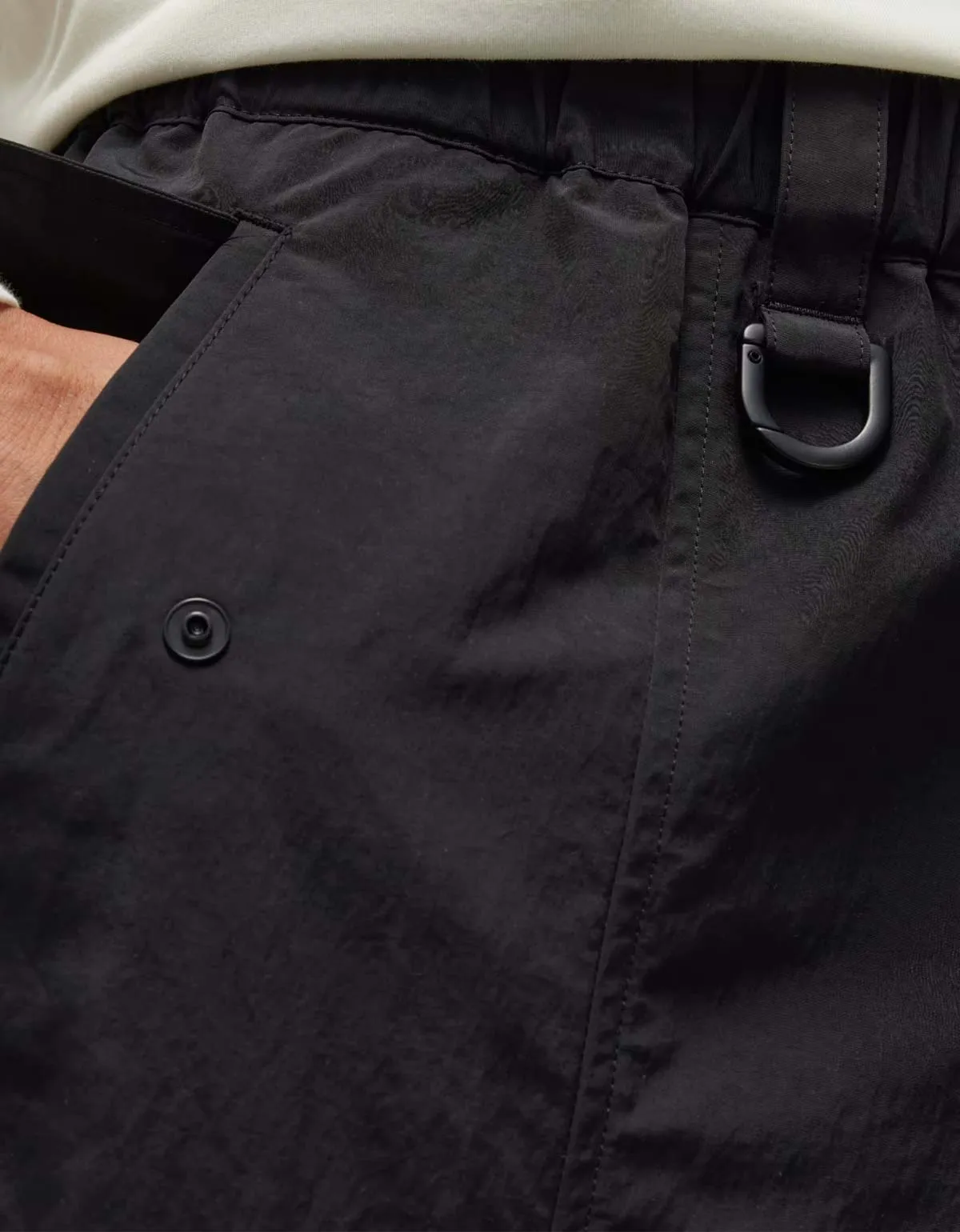 Y-3 Black Crinkle Nylon Cuffed Pants