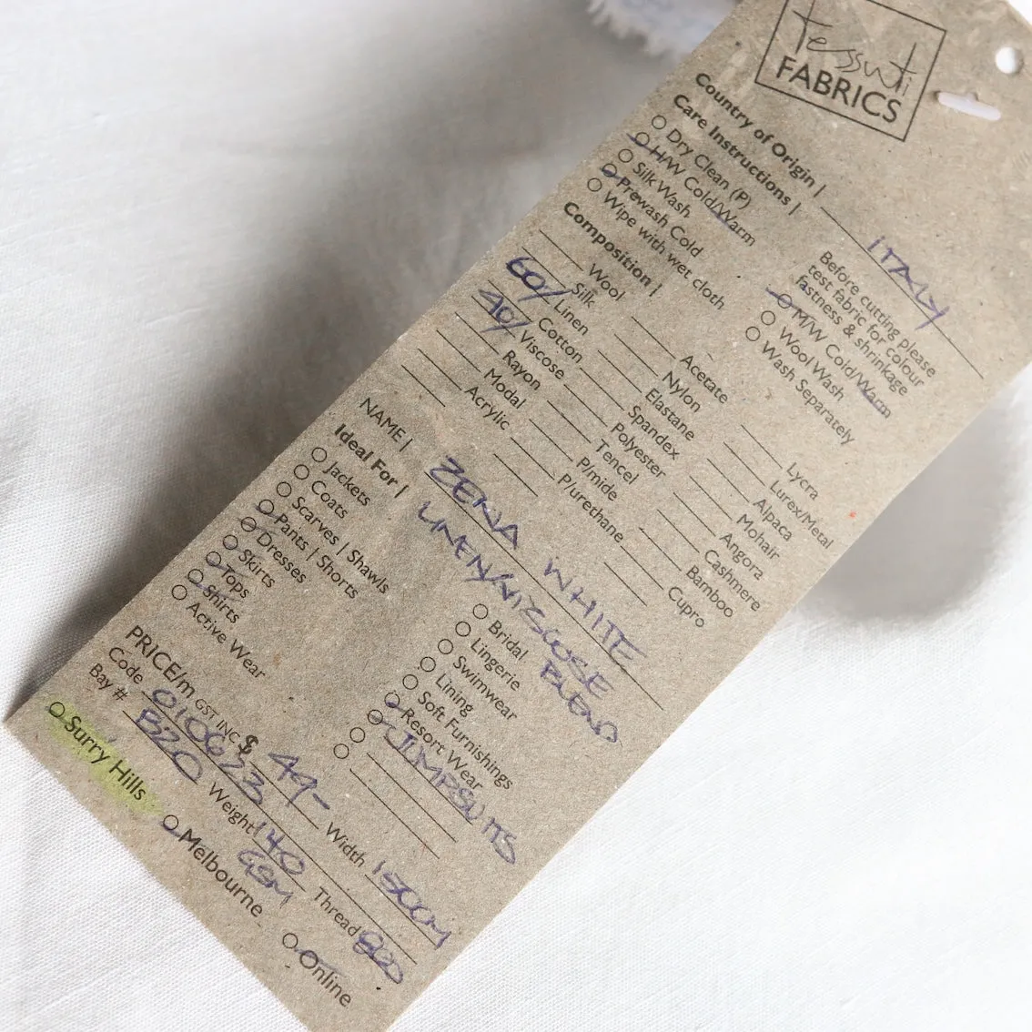 Zena White Linen/Viscose Blend